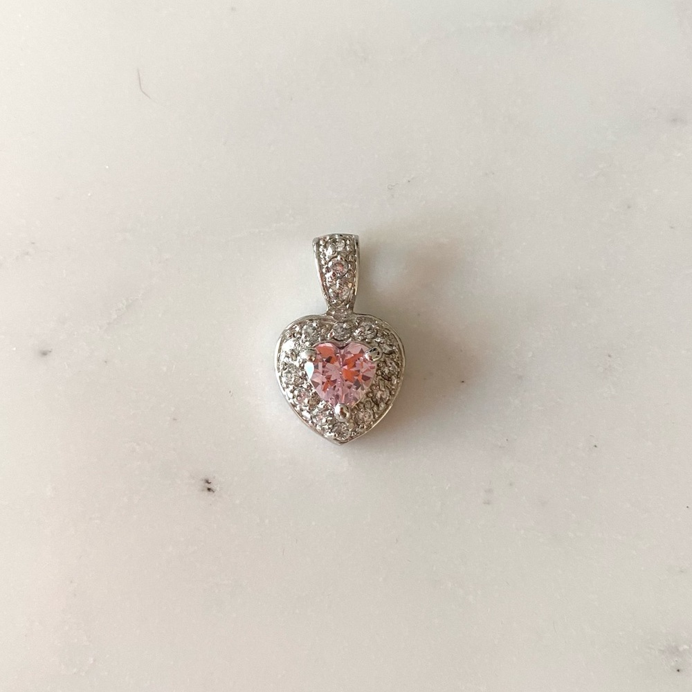 Sterling Silver Pink Heart Pendant 925